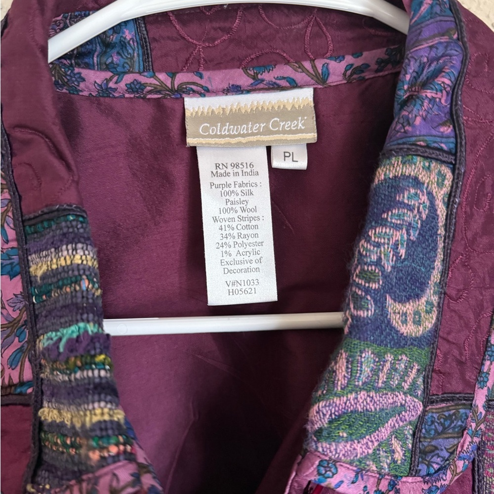 Patchwork Floral Button Up Silk and Wool Jacket - image 3